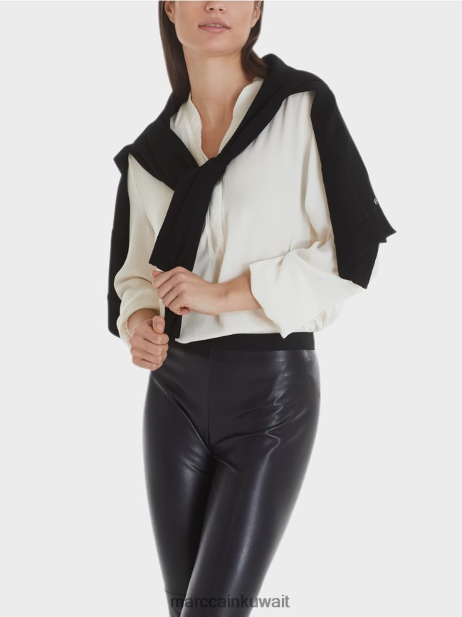 Marc Cain بلوزة واسعة LVN0D61028 ملابس أبيض مصفر