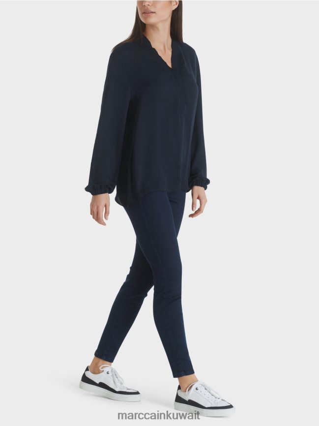 Marc Cain بلوزة واسعة LVN0D61029 ملابس منتصف الليل الأزرق