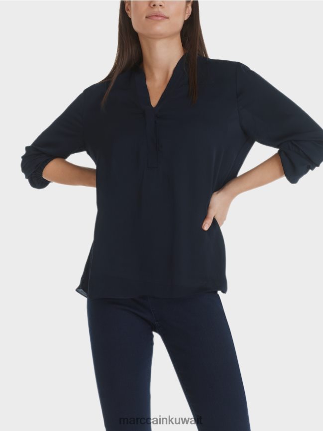 Marc Cain بلوزة واسعة LVN0D61029 ملابس منتصف الليل الأزرق