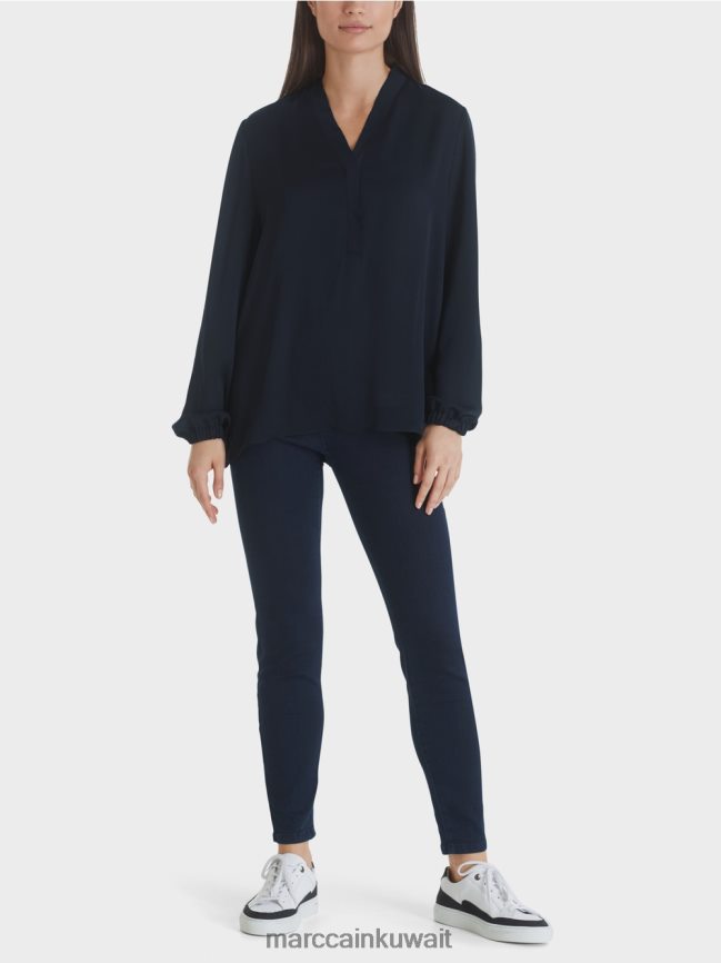 Marc Cain بلوزة واسعة LVN0D61029 ملابس منتصف الليل الأزرق