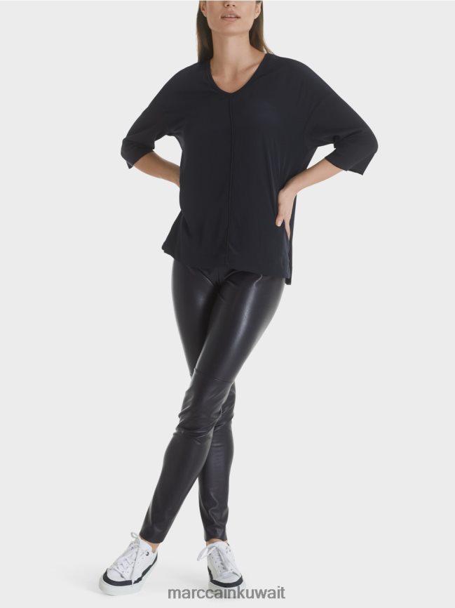 Marc Cain قميص بلوزة مصنوع من مزيج المواد LVN0D61032 ملابس منتصف الليل الأزرق