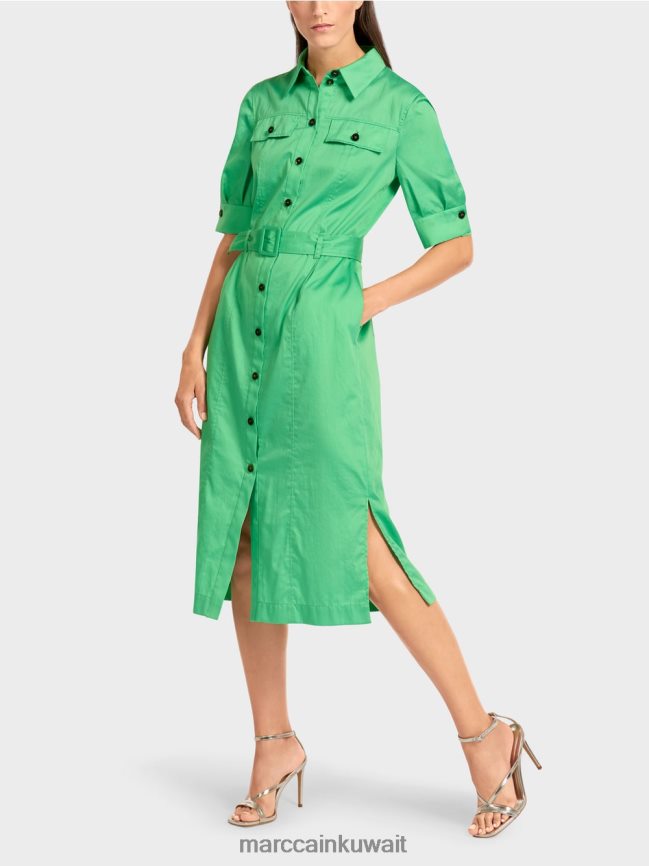 Marc Cain فستان قميص نسائي مع حزام LVN0D6103 ملابس اليشم مشرق