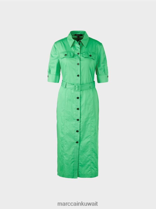 Marc Cain فستان قميص نسائي مع حزام LVN0D6103 ملابس اليشم مشرق