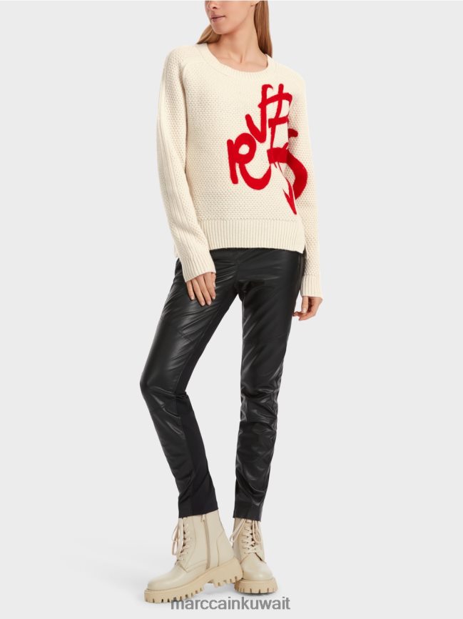 Marc Cain سترة محبوكة "إعادة التفكير معًا". LVN0D61043 ملابس حليب اللوز