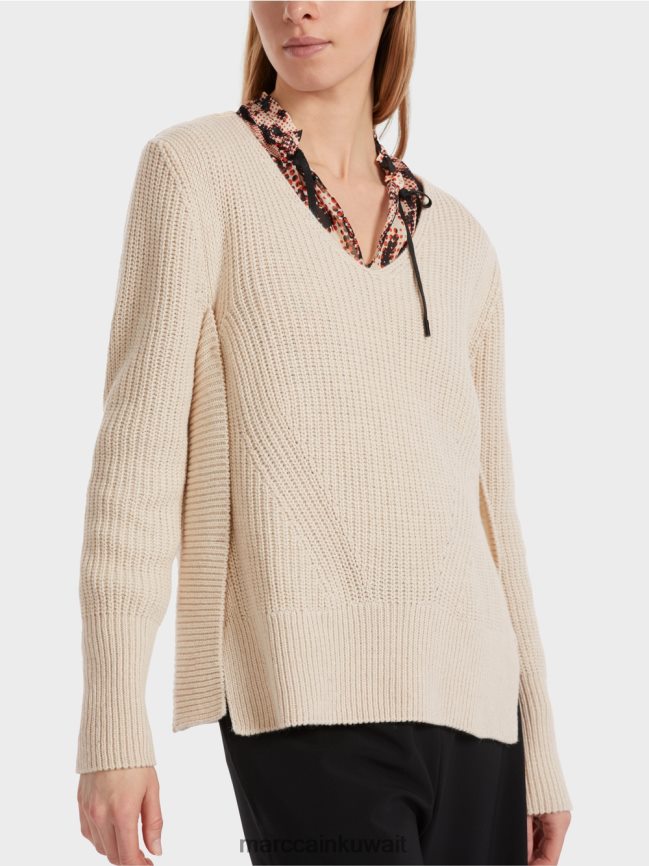 Marc Cain سترة صوف محبوكة في ألمانيا LVN0D61046 ملابس حليب اللوز