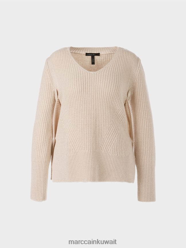 Marc Cain سترة صوف محبوكة في ألمانيا LVN0D61046 ملابس حليب اللوز