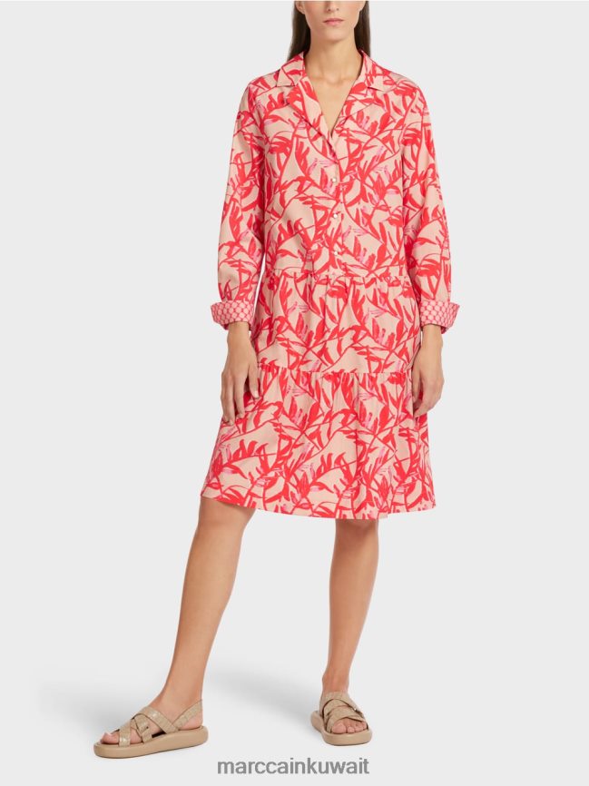 Marc Cain فستان ميدي مع طية صدر السترة LVN0D6105 ملابس تان مشرق