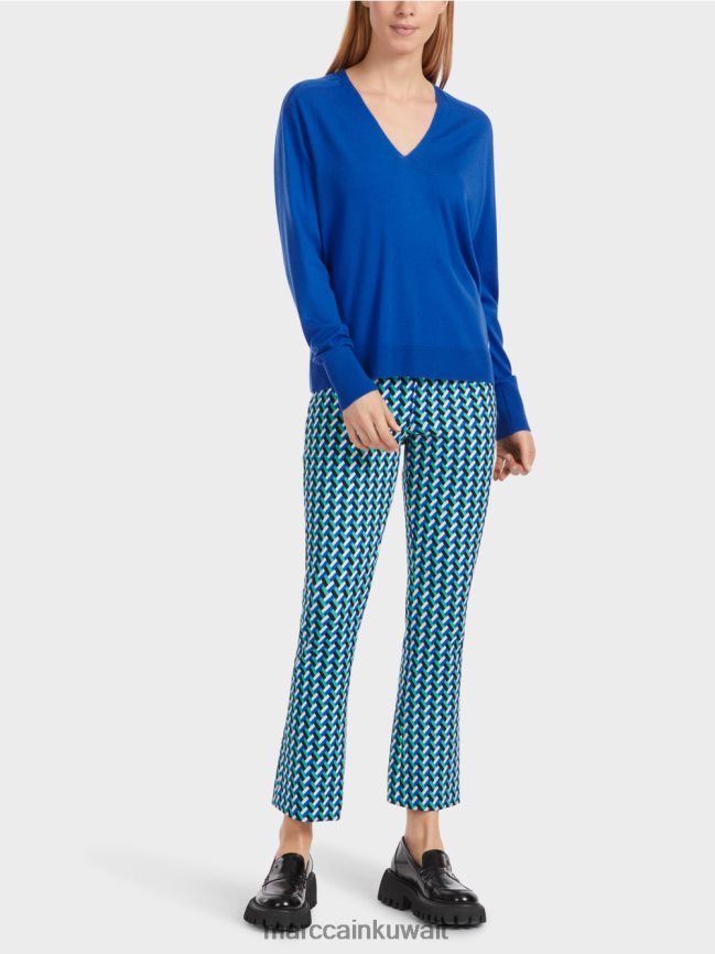 Marc Cain سترة محبوكة "إعادة التفكير معًا". LVN0D61058 ملابس الأزرق الملكي الساطع