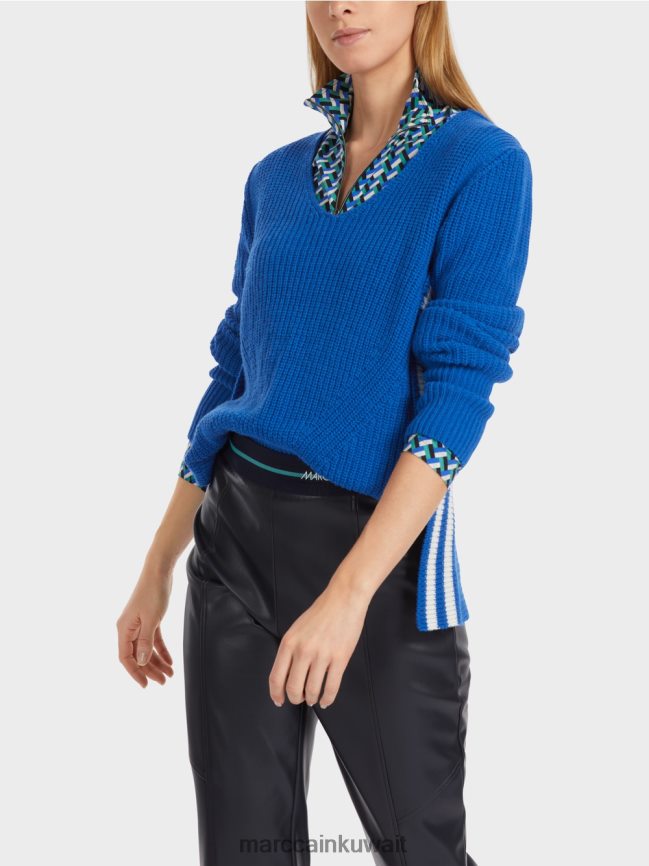 Marc Cain سترة صوف محبوكة في ألمانيا LVN0D61059 ملابس الأزرق الملكي الساطع