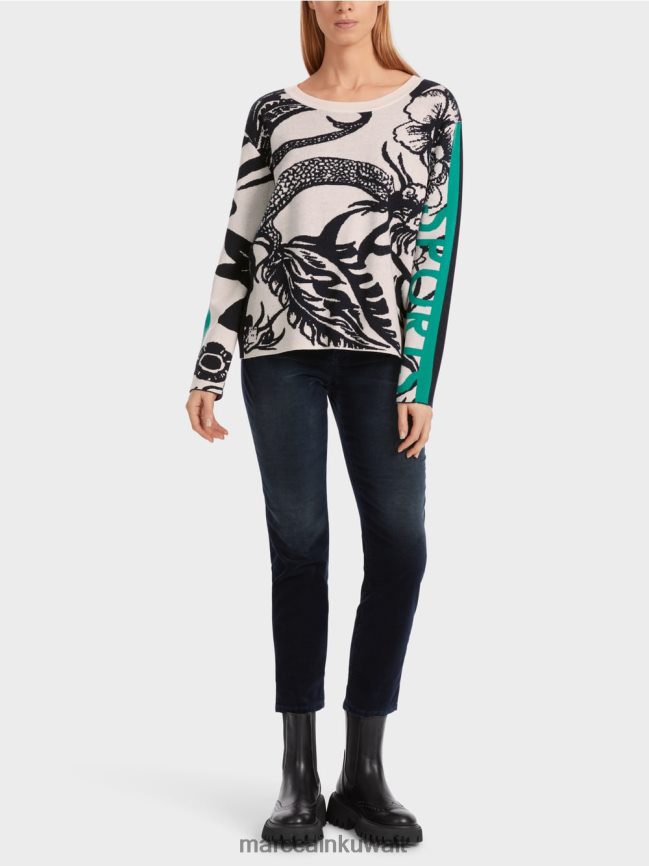 Marc Cain سترة محبوكة بتصميم كامل LVN0D61061 ملابس اللوز زهر