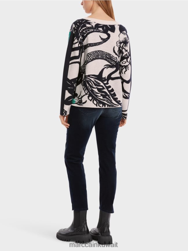 Marc Cain سترة محبوكة بتصميم كامل LVN0D61061 ملابس اللوز زهر