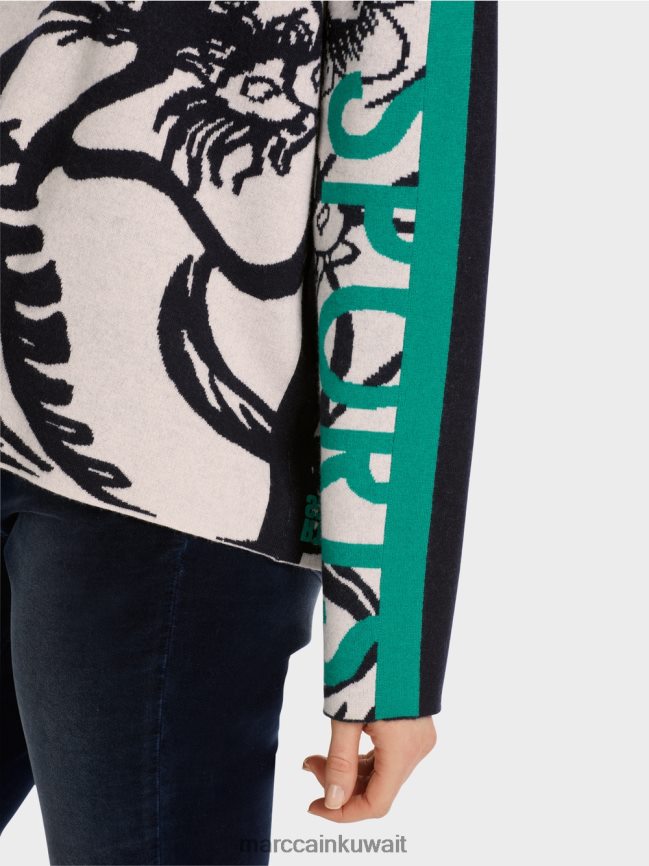 Marc Cain سترة محبوكة بتصميم كامل LVN0D61061 ملابس اللوز زهر