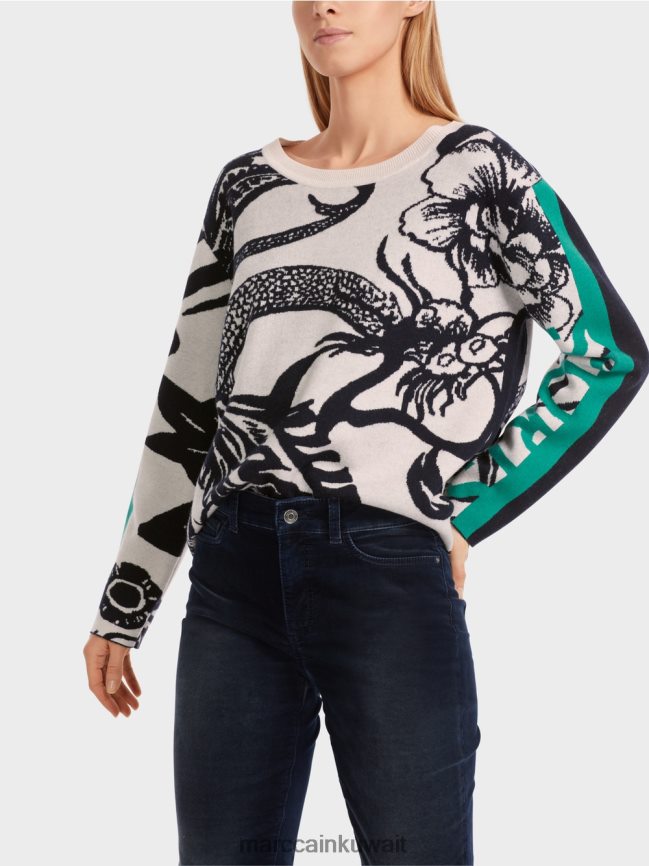 Marc Cain سترة محبوكة بتصميم كامل LVN0D61061 ملابس اللوز زهر