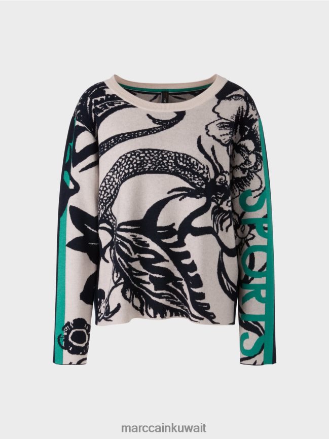 Marc Cain سترة محبوكة بتصميم كامل LVN0D61061 ملابس اللوز زهر