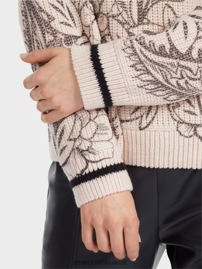 Marc Cain سترة بطبعة - محبوكة في ألمانيا LVN0D61063 ملابس اللوز زهر