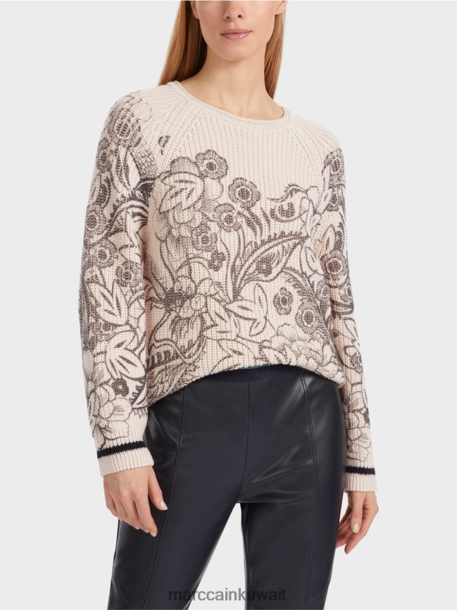 Marc Cain سترة بطبعة - محبوكة في ألمانيا LVN0D61063 ملابس اللوز زهر