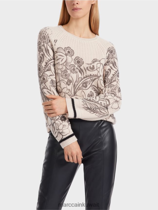 Marc Cain سترة بطبعة - محبوكة في ألمانيا LVN0D61063 ملابس اللوز زهر