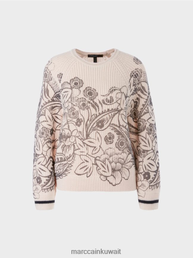 Marc Cain سترة بطبعة - محبوكة في ألمانيا LVN0D61063 ملابس اللوز زهر