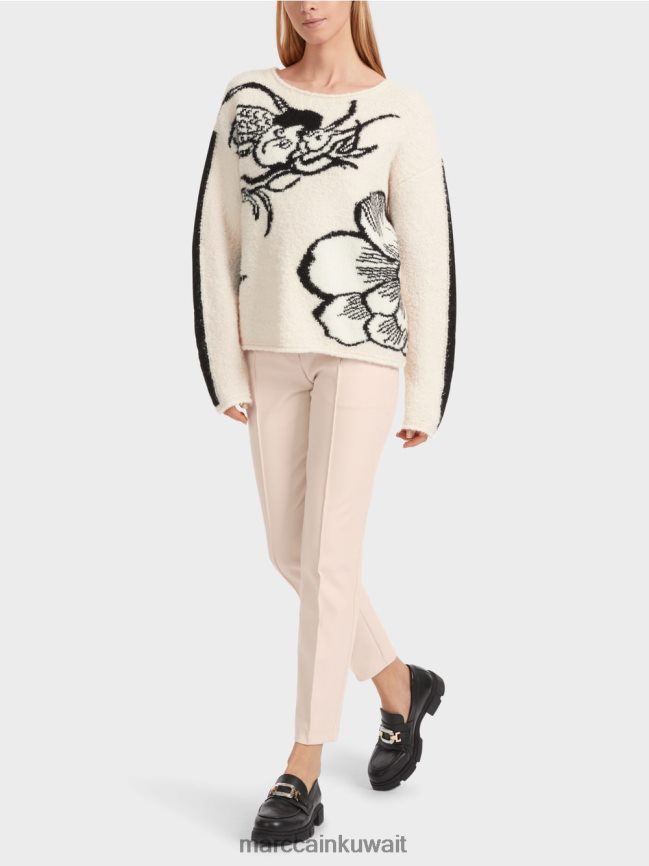 Marc Cain سترة مع عزر محبوك LVN0D61066 ملابس اللوز زهر