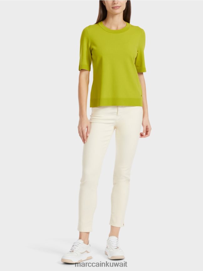 Marc Cain سترة "إعادة التفكير معًا" بأكمام قصيرة LVN0D61073 ملابس زيتون أخضر ساطع