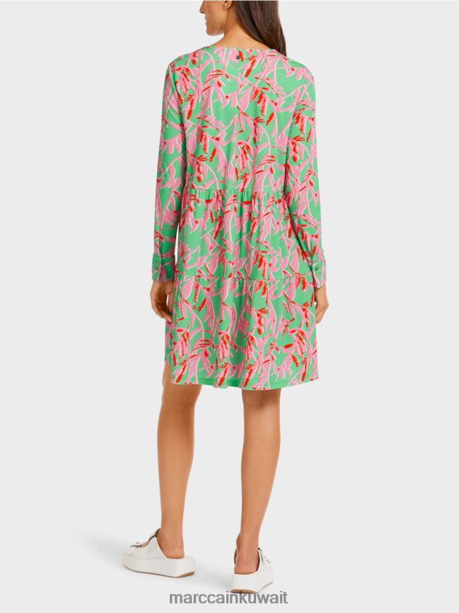 Marc Cain فستان منتفض مع تفاصيل مطوية LVN0D6107 ملابس اليشم مشرق