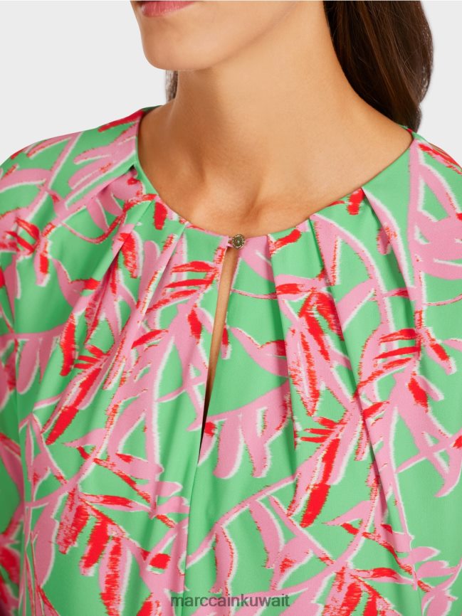 Marc Cain فستان منتفض مع تفاصيل مطوية LVN0D6107 ملابس اليشم مشرق