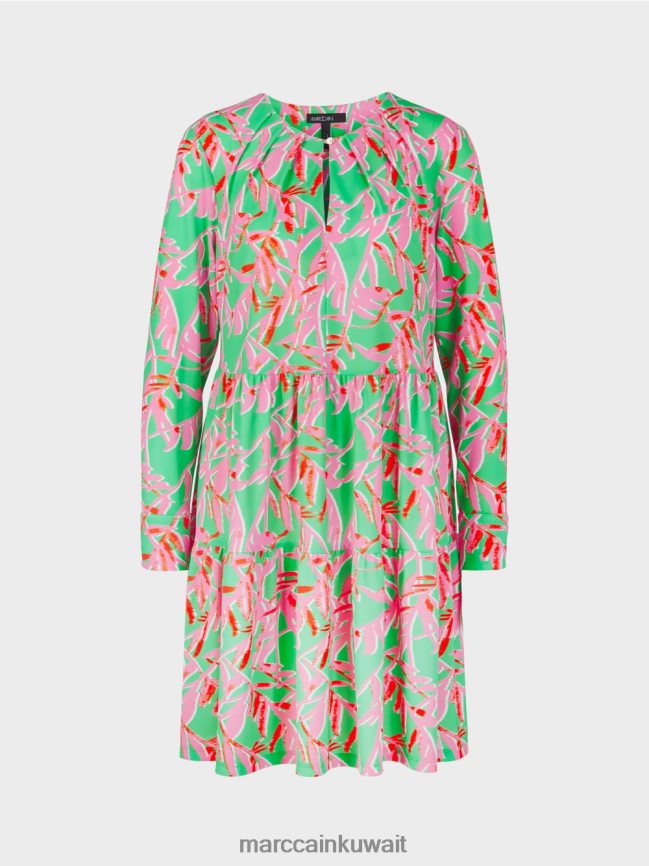 Marc Cain فستان منتفض مع تفاصيل مطوية LVN0D6107 ملابس اليشم مشرق