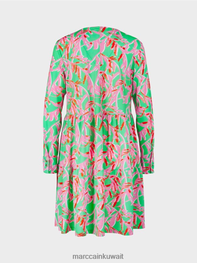 Marc Cain فستان منتفض مع تفاصيل مطوية LVN0D6107 ملابس اليشم مشرق