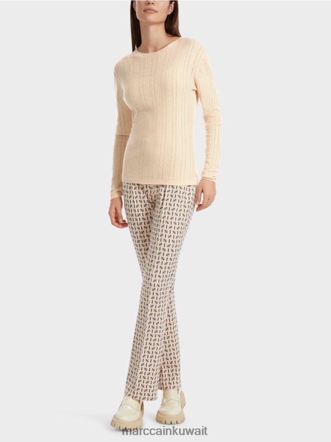 Marc Cain سترة برقبة دائرية "إعادة التفكير معًا". LVN0D61087 ملابس كريم غامق