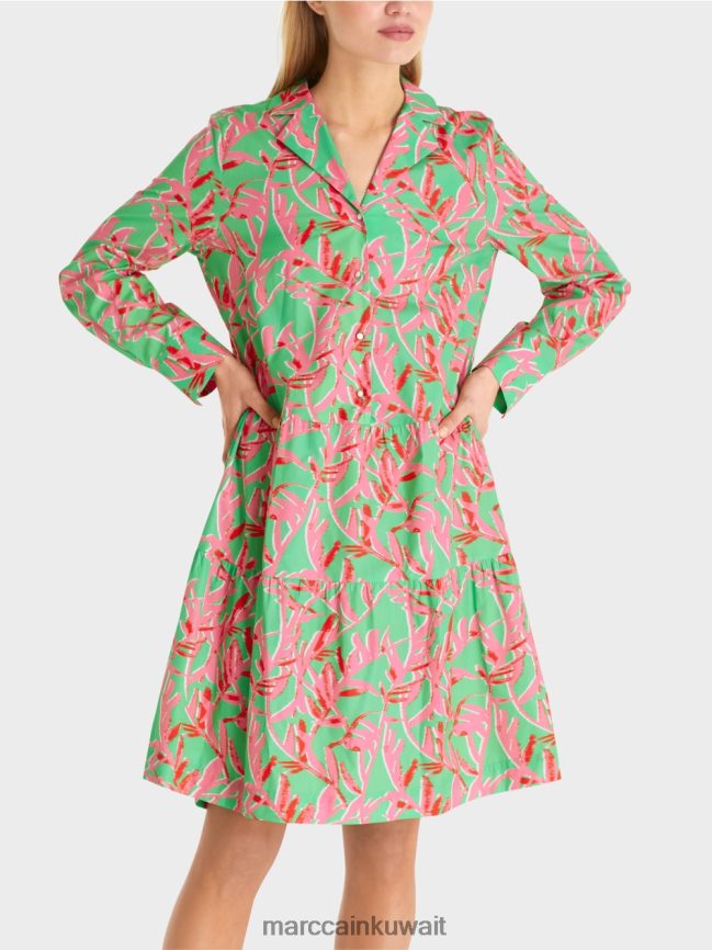 Marc Cain فستان ميدي مع طية صدر السترة LVN0D6108 ملابس اليشم مشرق
