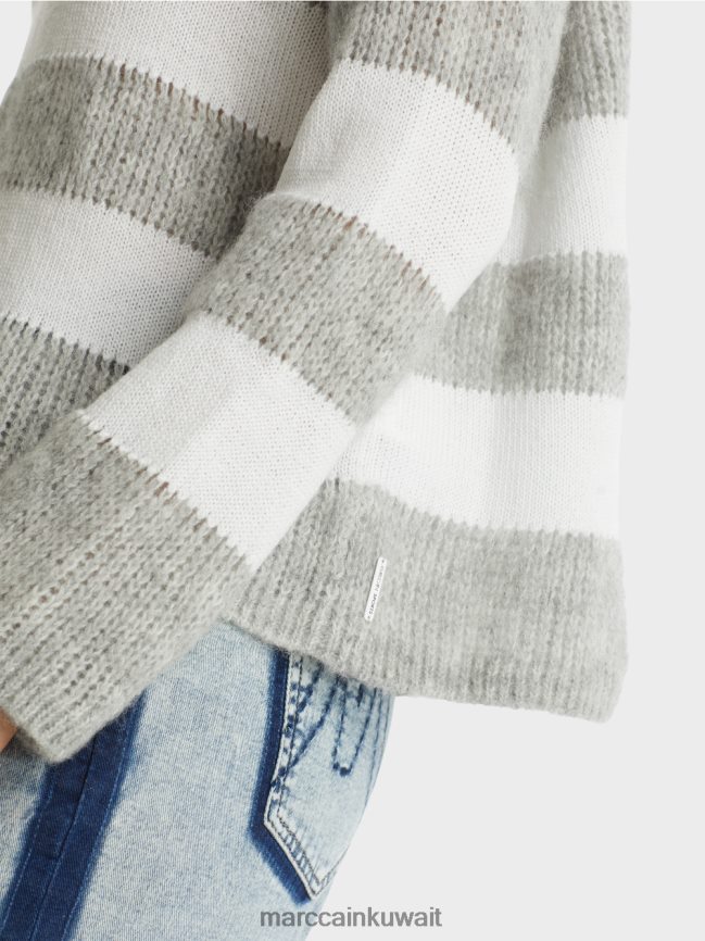 Marc Cain سترة مخططة محبوكة في ألمانيا LVN0D61097 ملابس الرمادي الفضي