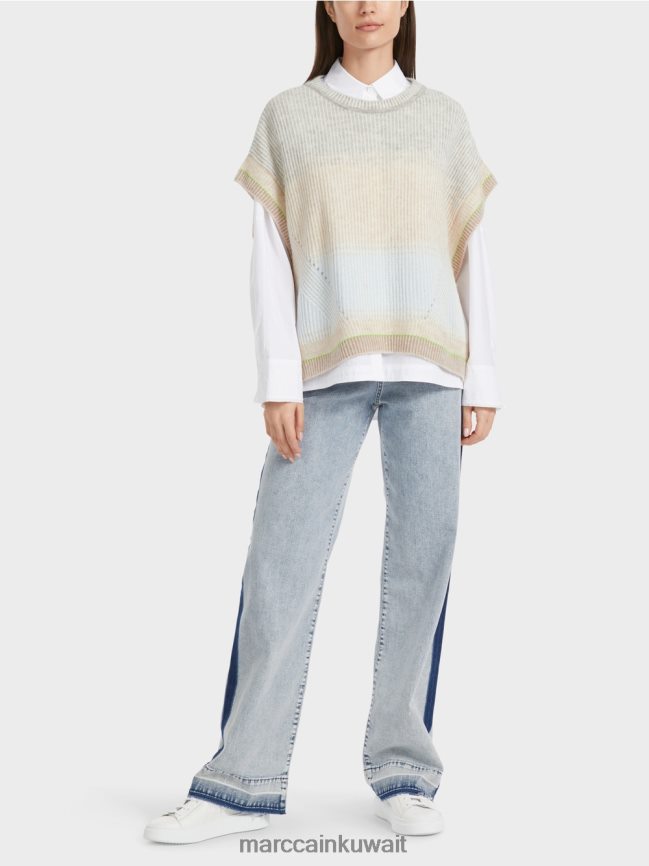 Marc Cain سترة علوية محبوكة في ألمانيا LVN0D61100 ملابس مسحوق ناعم أزرق