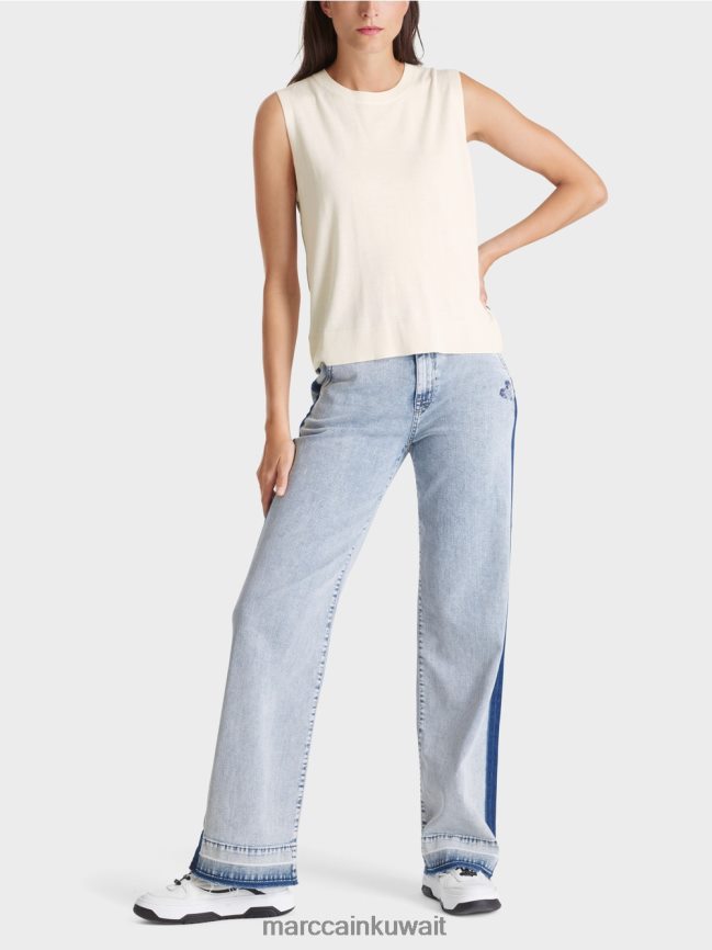 Marc Cain انزلاق "إعادة التفكير معًا". LVN0D61107 ملابس أبيض مصفر