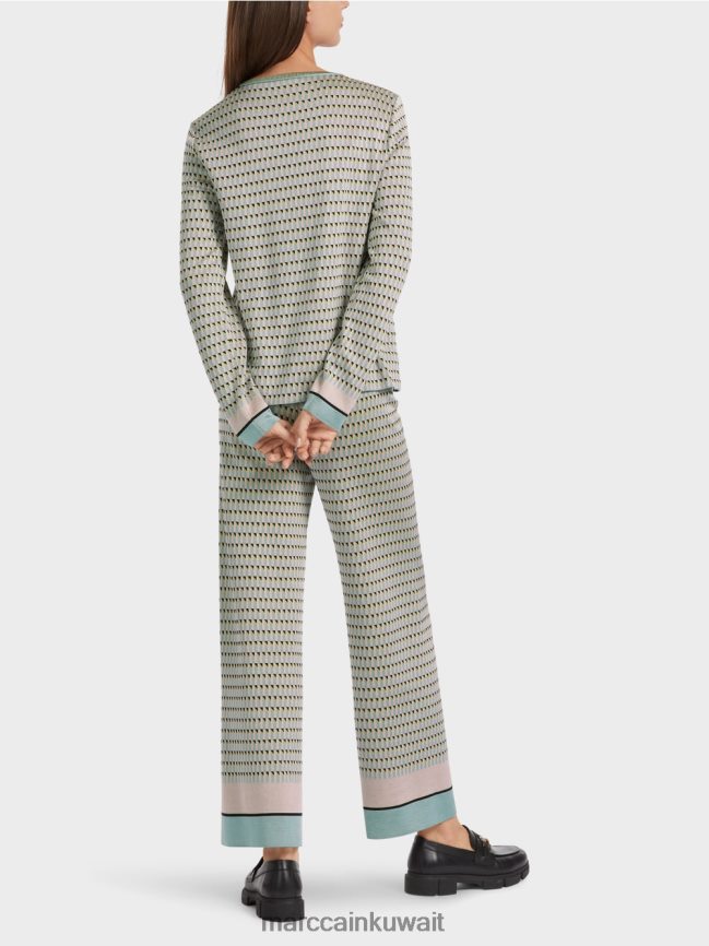 Marc Cain سترة منقوشة محبوكة في ألمانيا LVN0D61114 ملابس السماء الزرقاء الداكنة