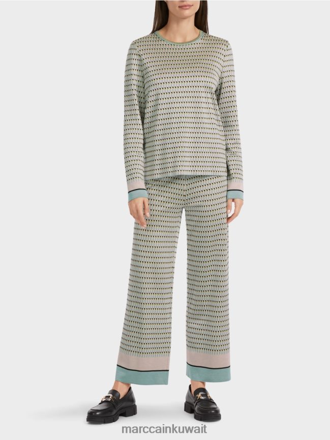 Marc Cain سترة منقوشة محبوكة في ألمانيا LVN0D61114 ملابس السماء الزرقاء الداكنة