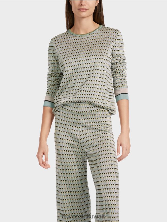 Marc Cain سترة منقوشة محبوكة في ألمانيا LVN0D61114 ملابس السماء الزرقاء الداكنة