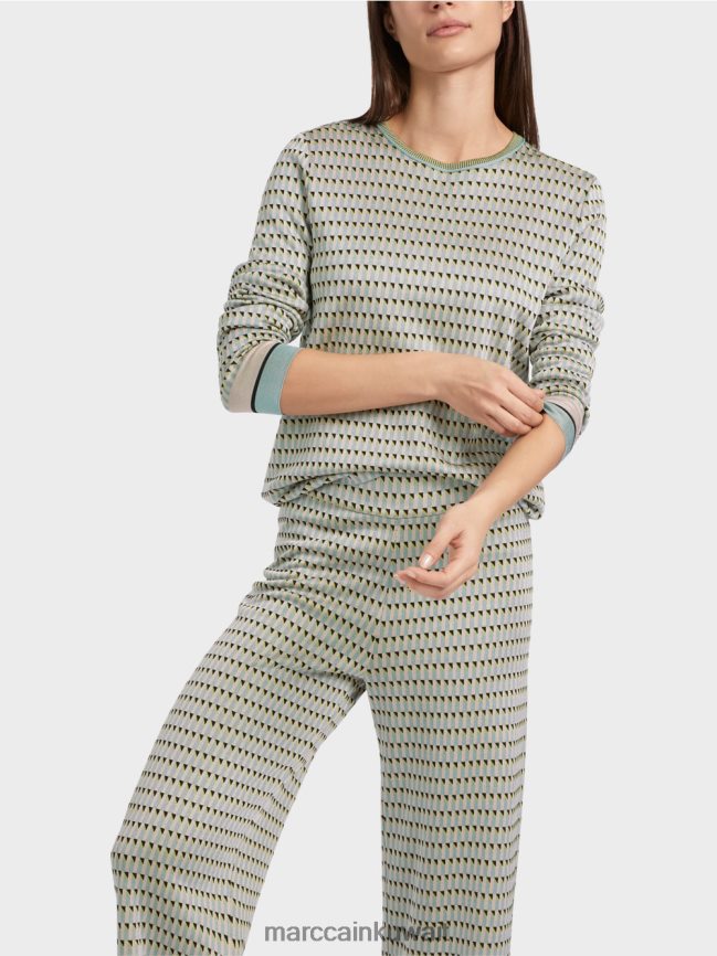 Marc Cain سترة منقوشة محبوكة في ألمانيا LVN0D61114 ملابس السماء الزرقاء الداكنة