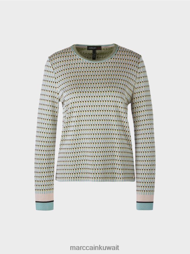 Marc Cain سترة منقوشة محبوكة في ألمانيا LVN0D61114 ملابس السماء الزرقاء الداكنة