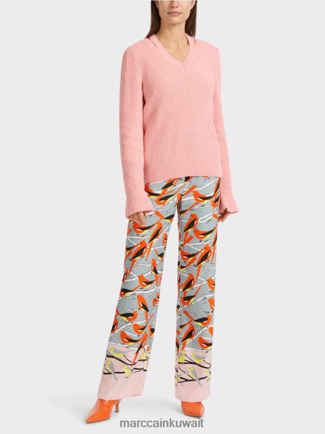 Marc Cain سترة أنيقة محبوكة في ألمانيا LVN0D61117 ملابس مسحوق وردي ناعم