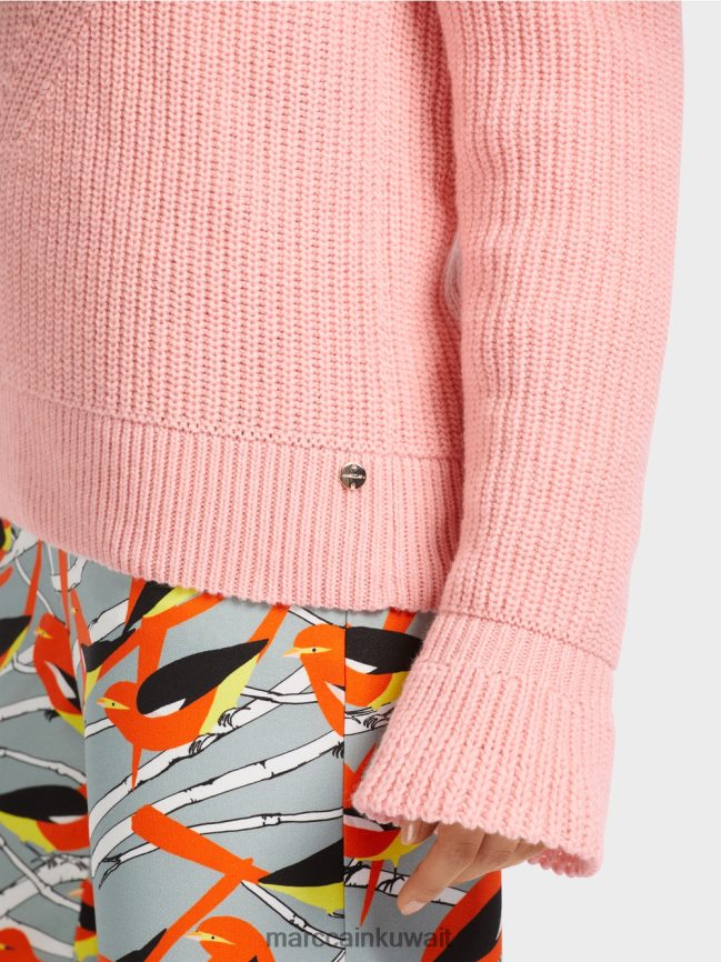 Marc Cain سترة أنيقة محبوكة في ألمانيا LVN0D61117 ملابس مسحوق وردي ناعم