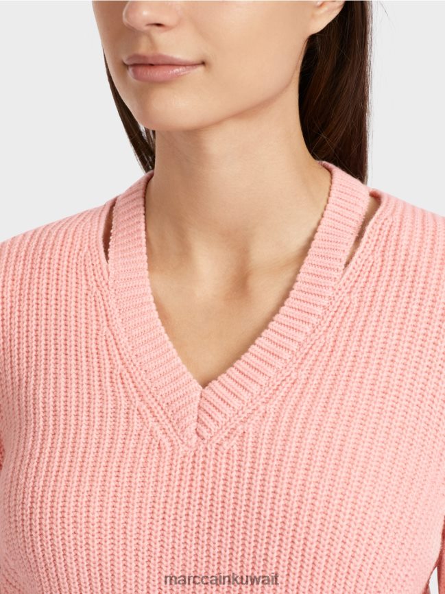 Marc Cain سترة أنيقة محبوكة في ألمانيا LVN0D61117 ملابس مسحوق وردي ناعم