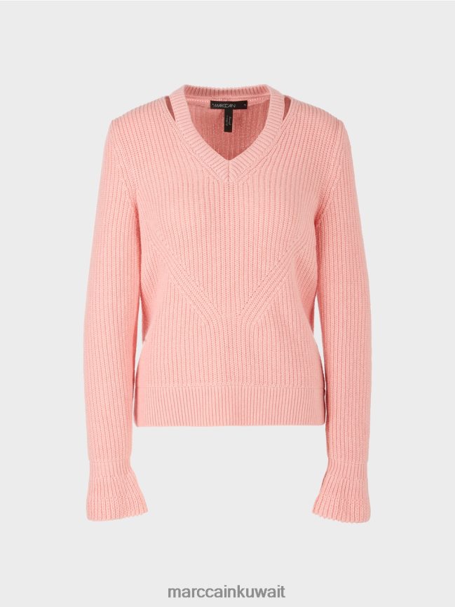 Marc Cain سترة أنيقة محبوكة في ألمانيا LVN0D61117 ملابس مسحوق وردي ناعم