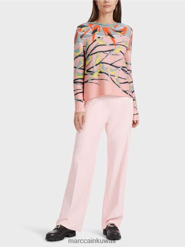 Marc Cain سترة بتصميم طائر محبوكة في ألمانيا LVN0D61122 ملابس السماء الزرقاء الداكنة