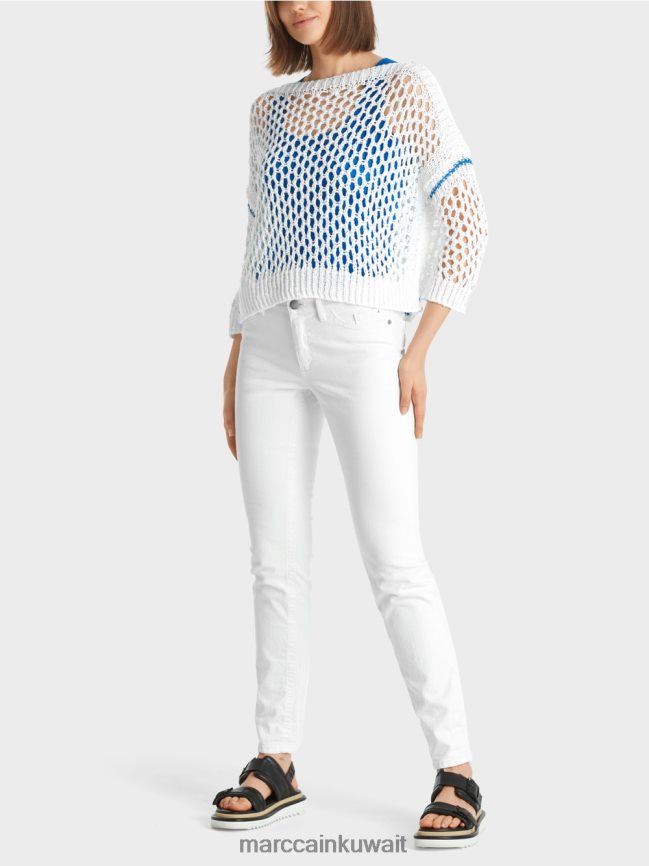 Marc Cain سترة مثقوبة محبوكة في ألمانيا LVN0D61124 ملابس أبيض