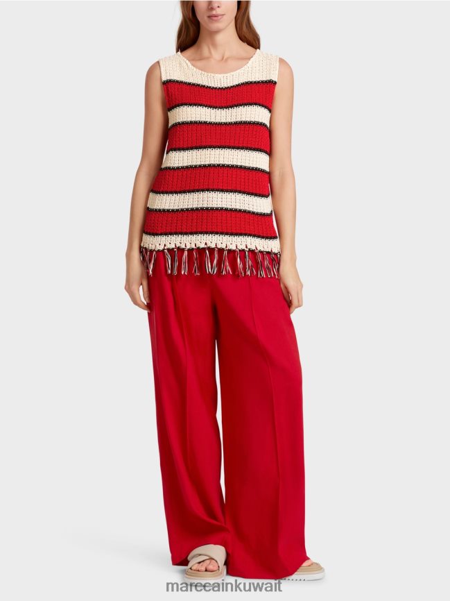 Marc Cain بلوزة منسوجة "إعادة التفكير معًا". LVN0D61129 ملابس كريمة