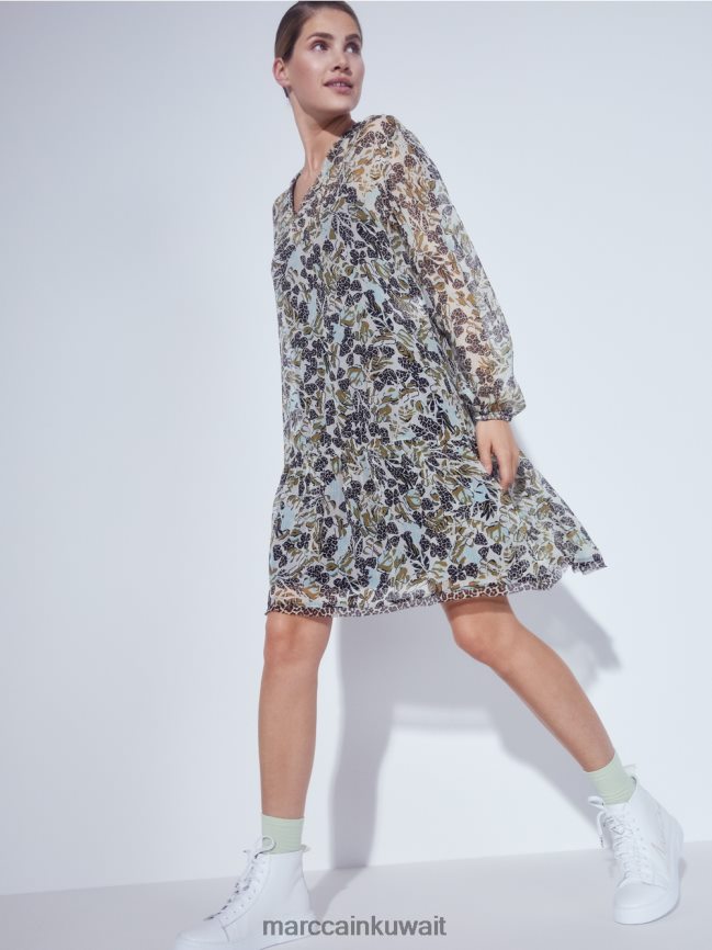 Marc Cain فستان خفيف الوزن من كريب الفيسكوز LVN0D6112 ملابس كوة ناعمة