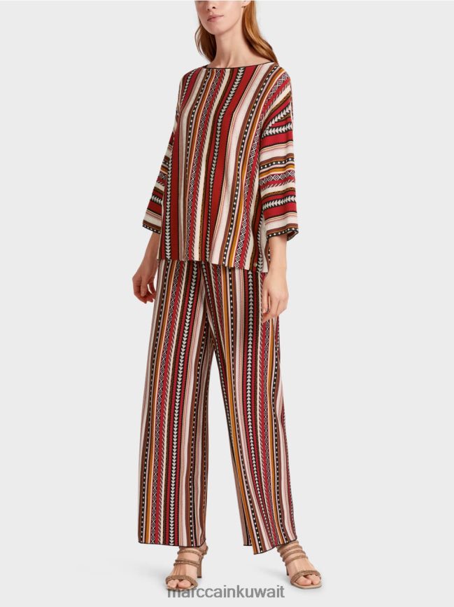 Marc Cain سترة "محبوكة في ألمانيا" LVN0D61130 ملابس أحمر عميق