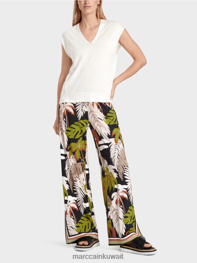 Marc Cain سترة متماسكة بلا أكمام LVN0D61142 ملابس أبيض مصفر