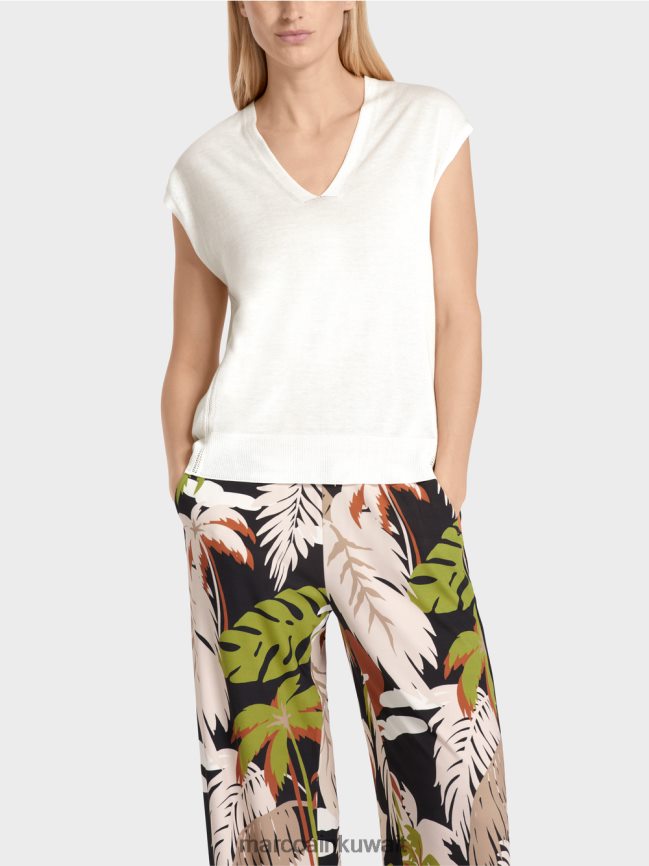 Marc Cain سترة متماسكة بلا أكمام LVN0D61142 ملابس أبيض مصفر