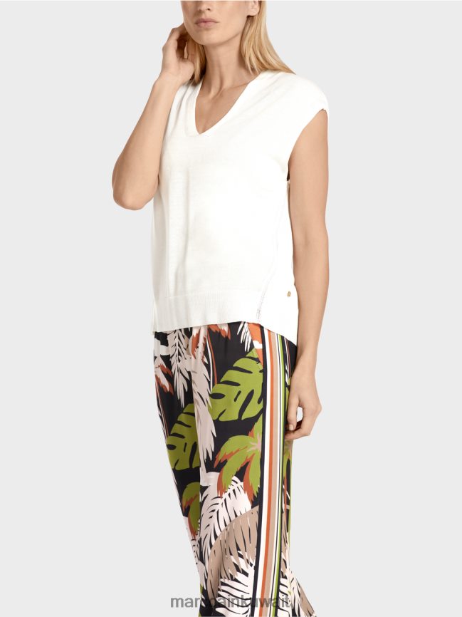 Marc Cain سترة متماسكة بلا أكمام LVN0D61142 ملابس أبيض مصفر